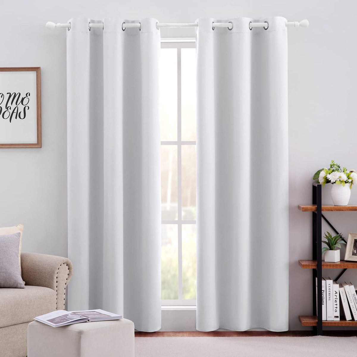 HOMEIDEAS Blackout Curtains for Bedroom 52 X 84 Inch Long 2 Panels Set Light Grey/Gray Room Darkening Curtains/Drapes, Soundproof Thermal Grommet Window Curtains for Living Room