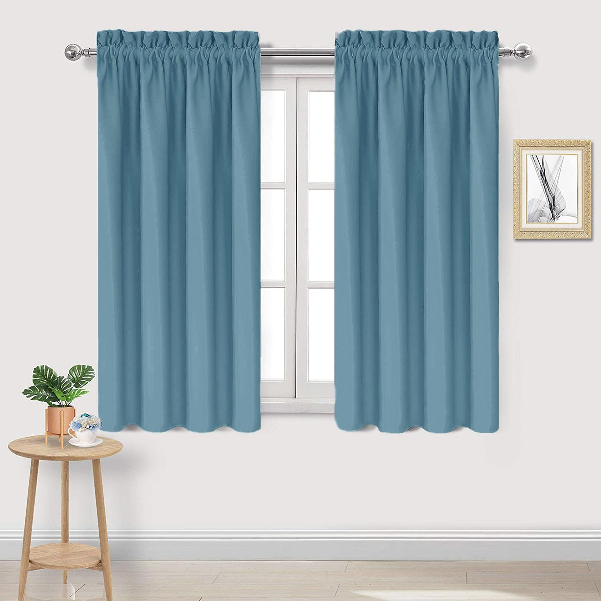 DWCN Blackout Curtains for Bedroom Living Room 42 x 63 Inch Long Black