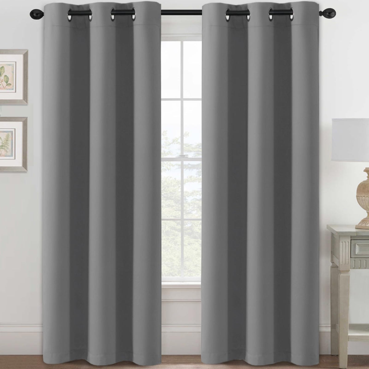 H.VERSAILTEX Blackout Curtains for Bedroom Thermal Insulated Room Darkening Living Room Curtains 63 Inch Long Grommet Privacy Protection Window Curtain Panels/Drapes for Nursery,2 Panels,Ivory/Cream