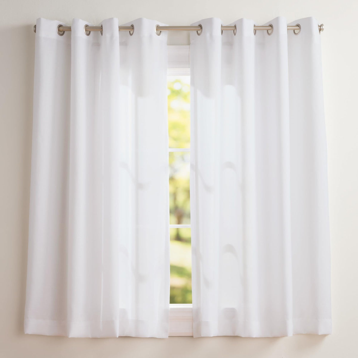 Exclusive Home Loha Linen Grommet Top Curtain Panel Pair, 84"x54", Winter White
