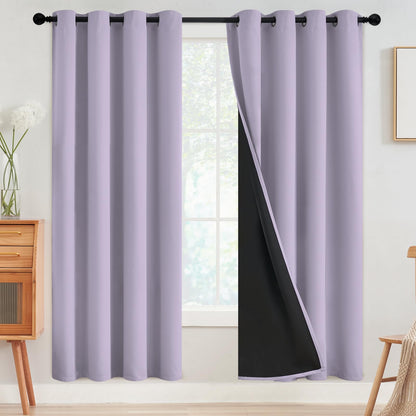 SimpleHome Cream 100% Blackout Curtains Room Darkening Living Room 84 Inch