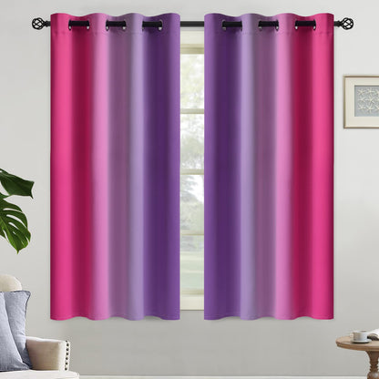 Yakamok Ombre Curtains Blue and Greyish White for Living Room,52Wx84L