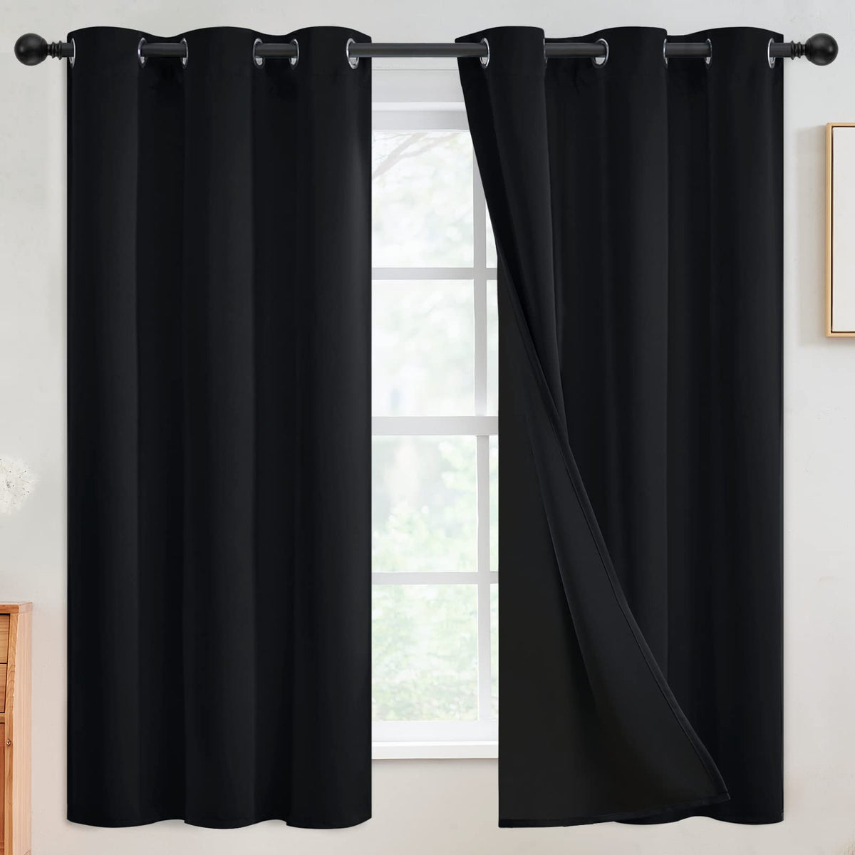 SimpleHome Cream 100% Blackout Curtains Room Darkening Living Room 84 Inch