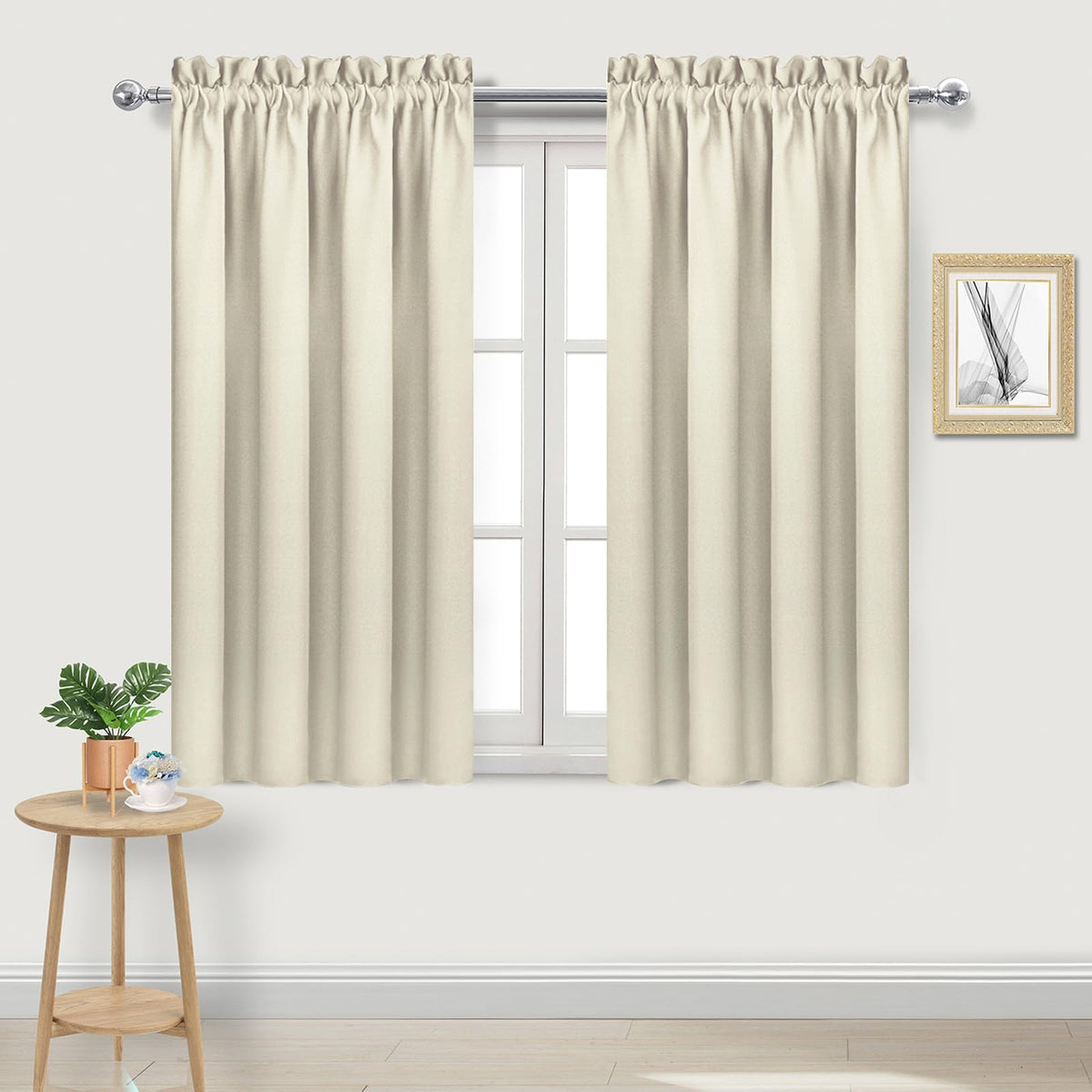 DWCN Blackout Curtains for Bedroom Living Room 42 x 63 Inch Long Black