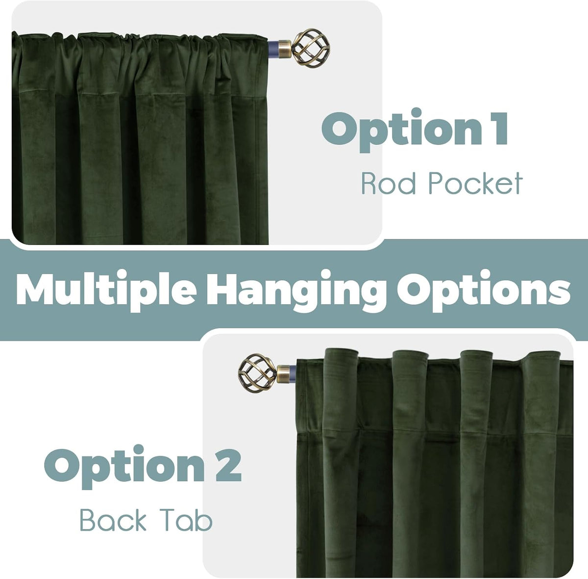 BGment Olive Green Velvet Blackout Curtains 52 x 84 Inch Length, 2 Panels