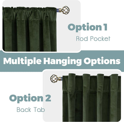 BGment Olive Green Velvet Blackout Curtains 52 x 84 Inch Length, 2 Panels