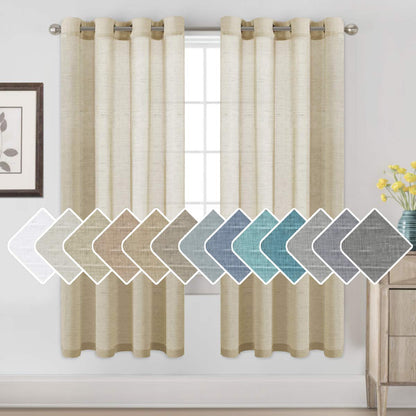 H.VERSAILTEX Natural Linen Sheer Curtains 84" 2 Panels Grommet