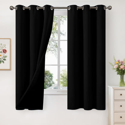 YoungsTex Black Blackout Curtains for Bedroom, Thermal Drapes Heat Blocking