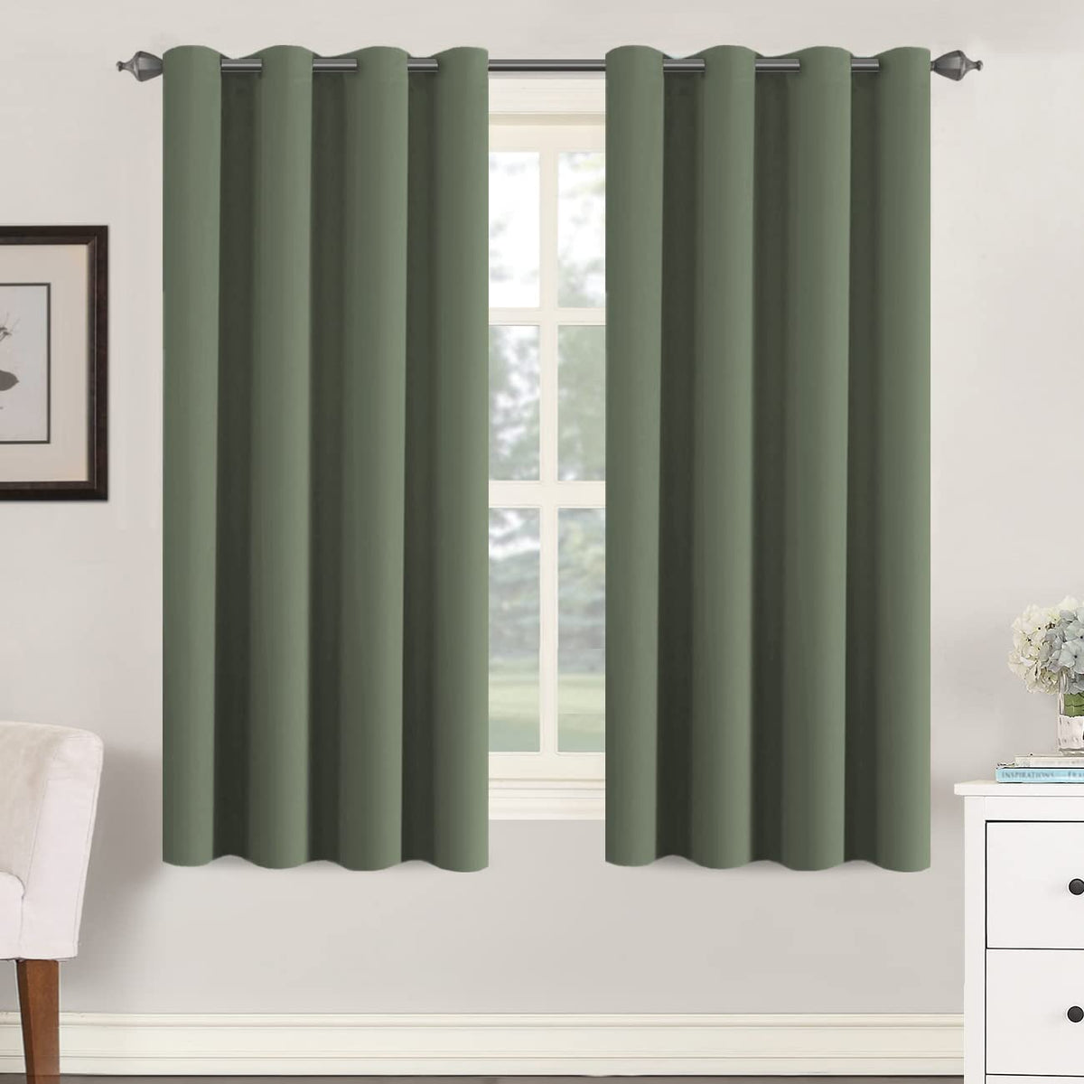 H.VERSAILTEX Blackout Curtains for Bedroom Thermal Insulated Room Darkening Living Room Curtains 63 Inch Long Grommet Privacy Protection Window Curtain Panels/Drapes for Nursery,2 Panels,Ivory/Cream