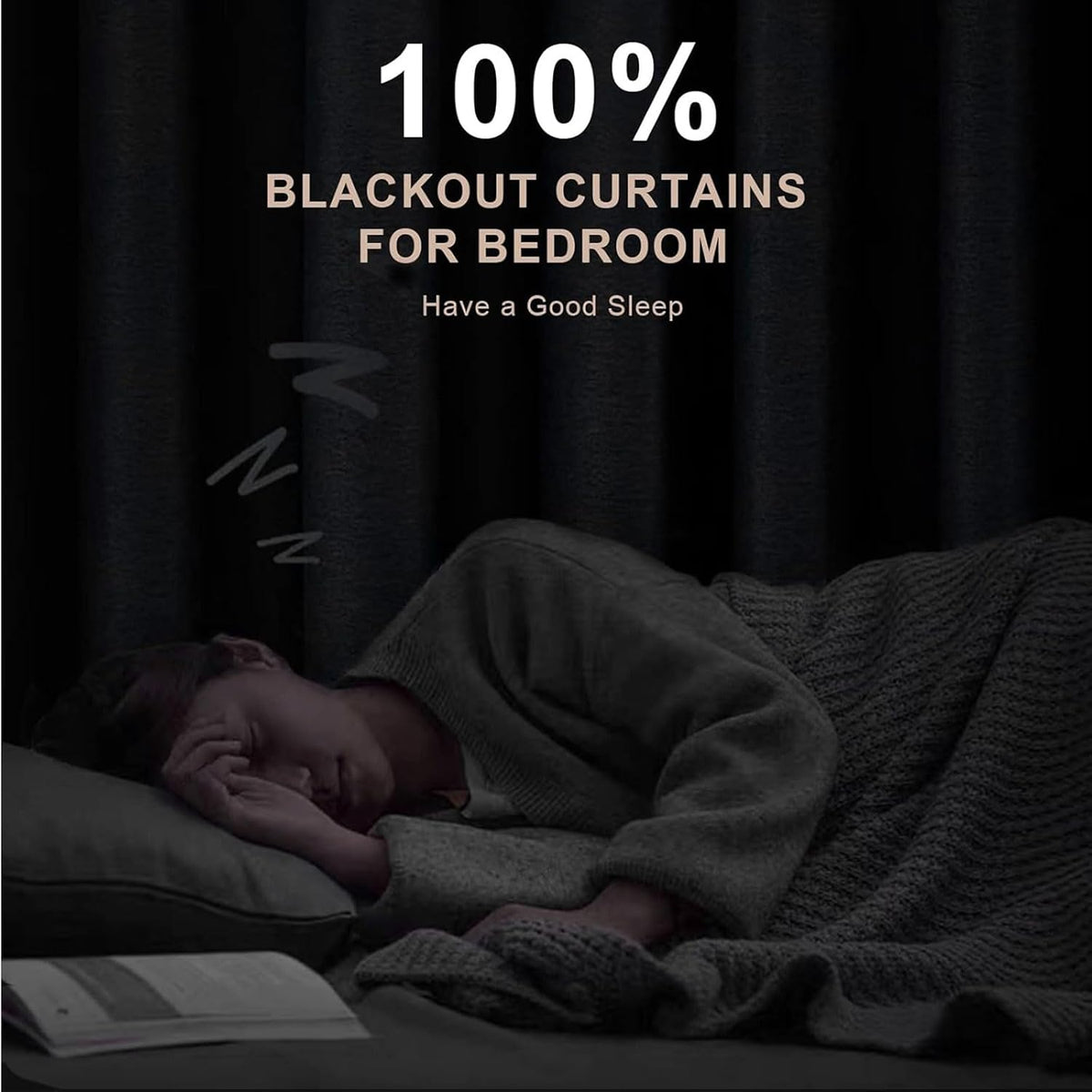 INOVADAY 100% Blackout Linen Curtains for Bedroom 50x84 Inches Cream