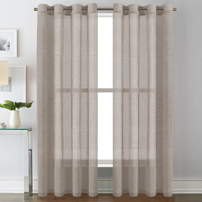 H.VERSAILTEX Natural Linen Sheer Curtains 84" 2 Panels Grommet