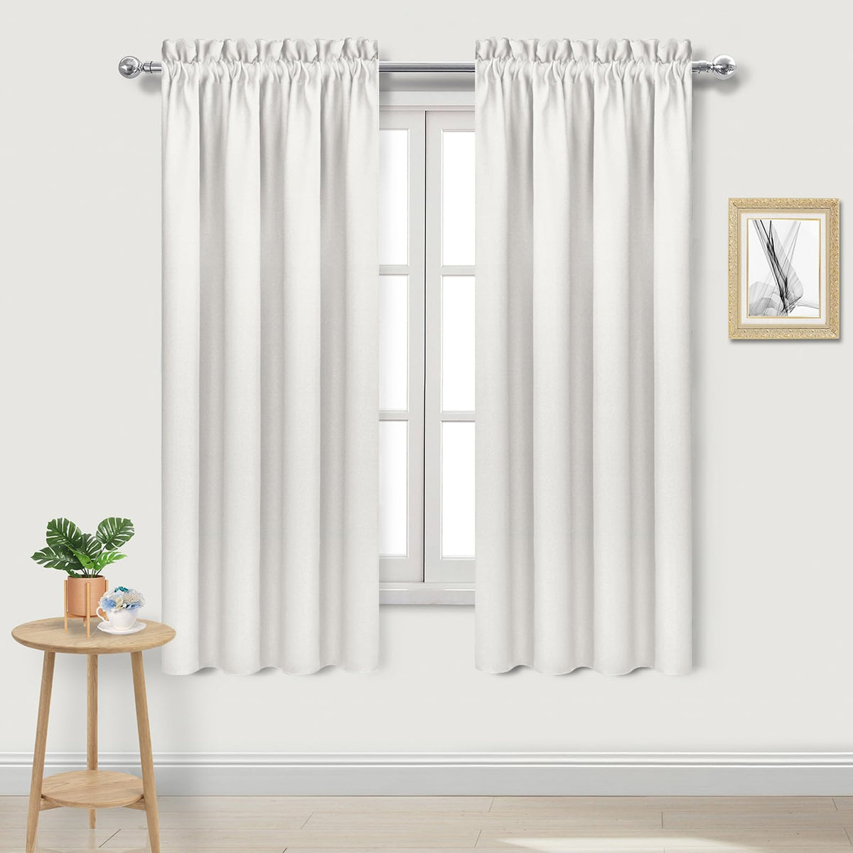 DWCN Blackout Curtains for Bedroom Living Room 42 x 63 Inch Long Black