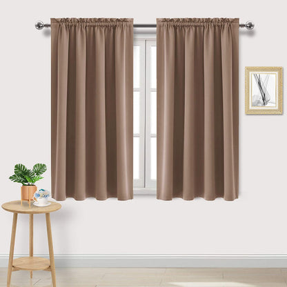 DWCN Blackout Curtains for Bedroom Living Room 42 x 63 Inch Long Black