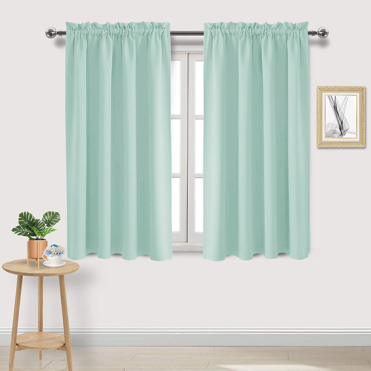 DWCN Blackout Curtains for Bedroom Living Room 42 x 63 Inch Long Black
