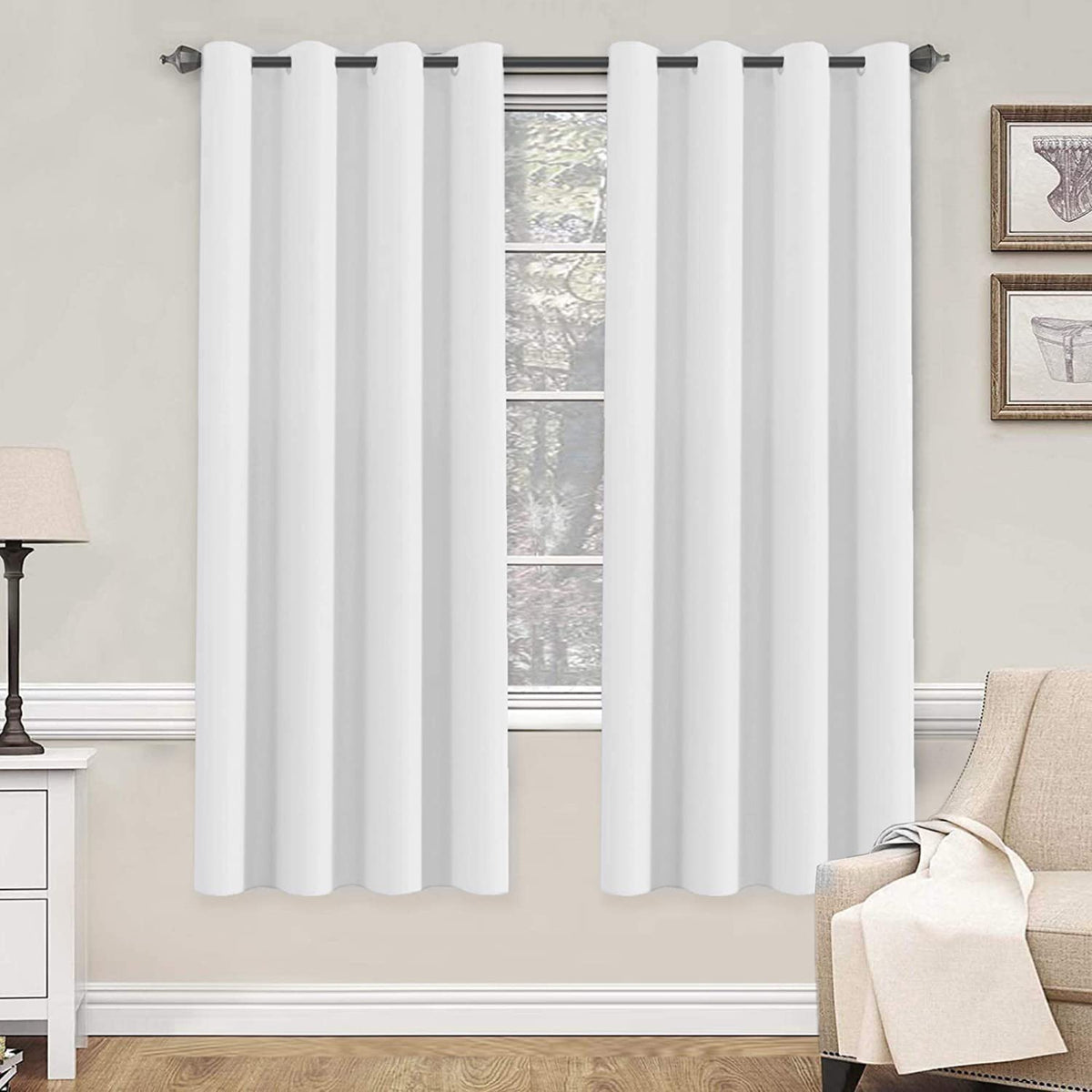 H.VERSAILTEX Blackout Curtains for Bedroom Thermal Insulated Room Darkening Living Room Curtains 63 Inch Long Grommet Privacy Protection Window Curtain Panels/Drapes for Nursery,2 Panels,Ivory/Cream