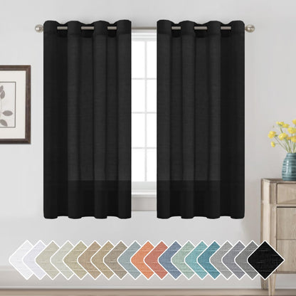 H.VERSAILTEX Natural Linen Sheer Curtains 84" 2 Panels Grommet