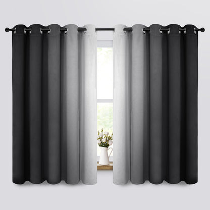 Yakamok Ombre Curtains Blue and Greyish White for Living Room,52Wx84L
