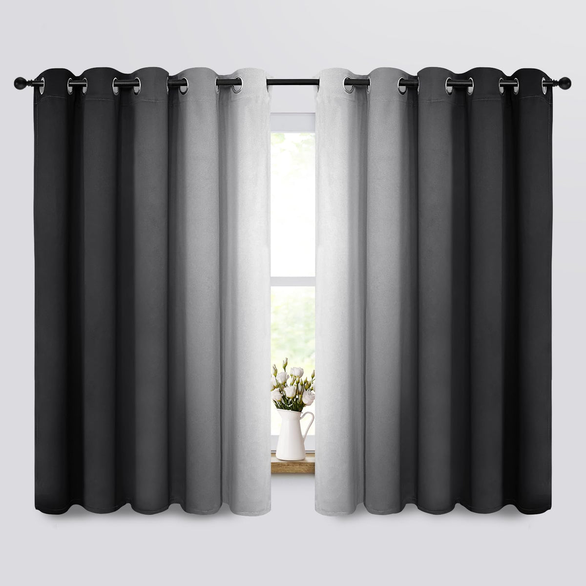 COSVIYA Grommet Room Darkening Ombre Purple Curtains W52xL63 inch