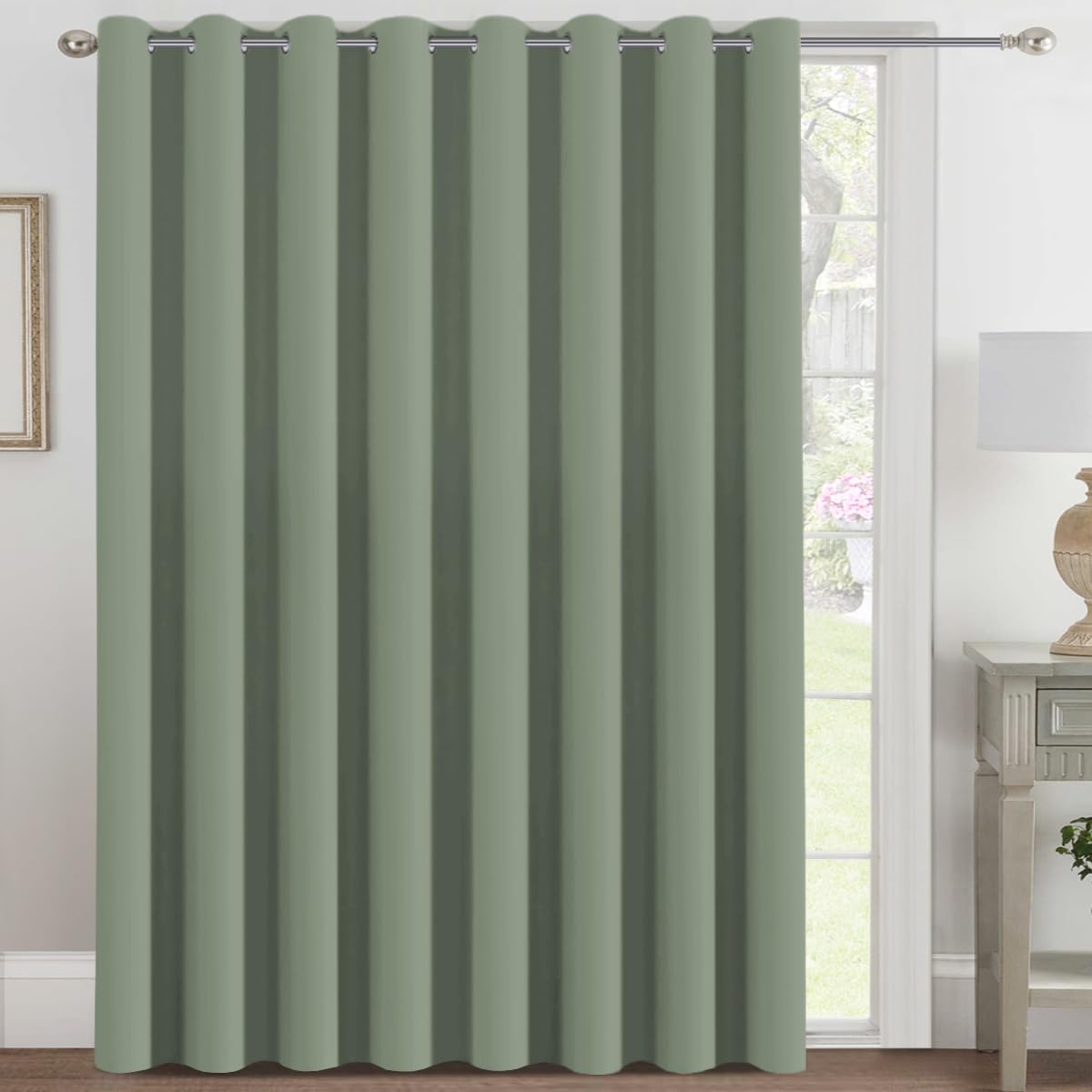 H.VERSAILTEX 100% Blackout Curtains for Bedroom Black Out Curtains 96 inch Thermal Insulated Long Blackout Curtains for Living Room, Energy Saving Curtains for Patio Door Grommet (1 Panel, Jet Black)