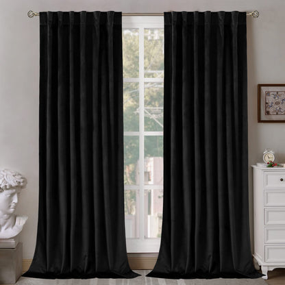 BGment Olive Green Velvet Blackout Curtains 52 x 84 Inch Length, 2 Panels