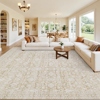8x10 Area Rugs Living Room: Bedroom Neutral Washable Carpet Beige
