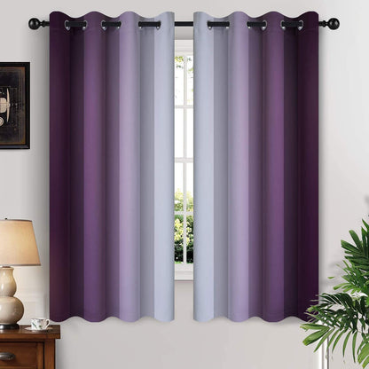 Yakamok Ombre Curtains Blue and Greyish White for Living Room,52Wx84L