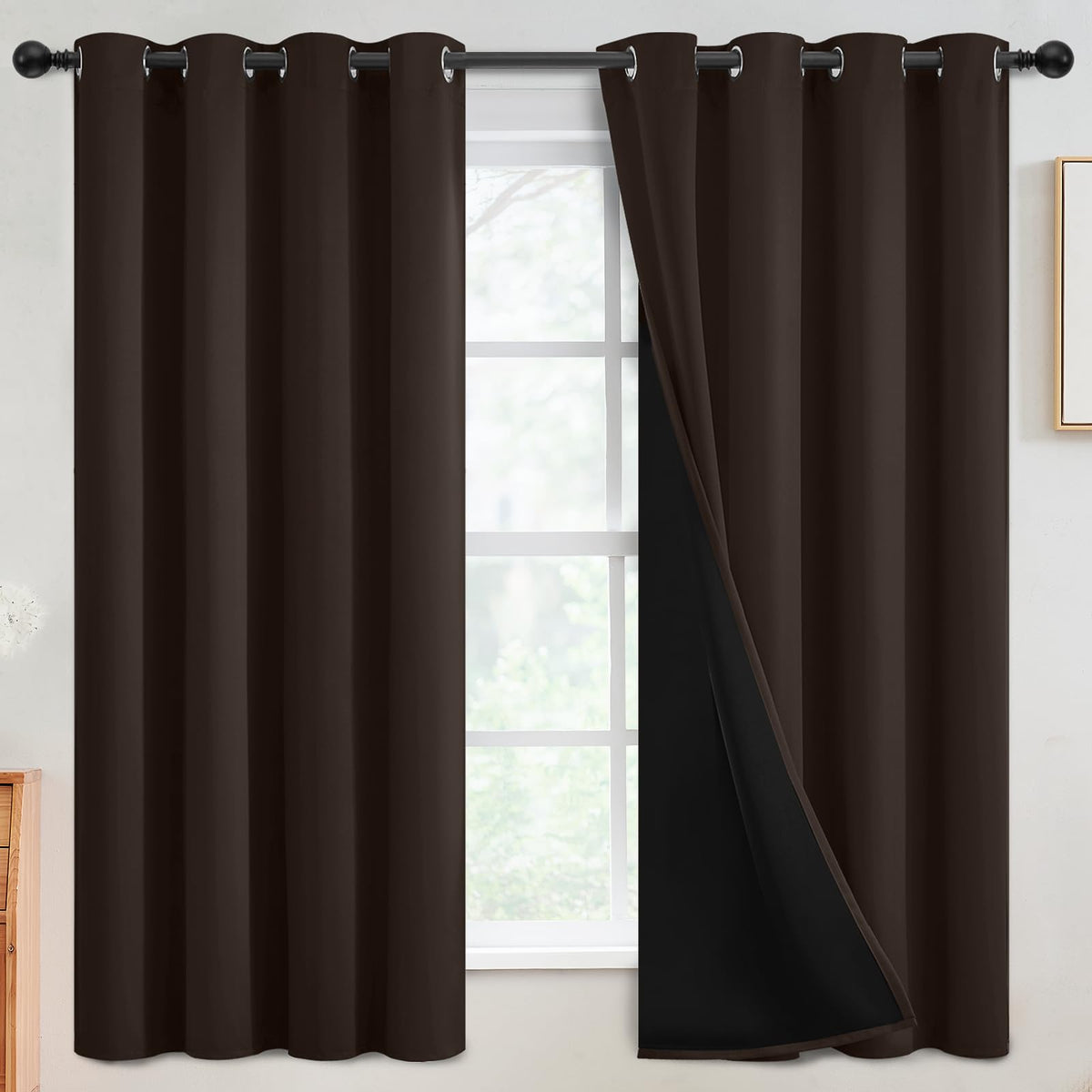 SimpleHome Cream 100% Blackout Curtains Room Darkening Living Room 84 Inch