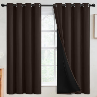 SimpleHome Cream 100% Blackout Curtains Room Darkening Living Room 84 Inch