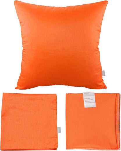 Thmyo 4-Pack 100% Cotton Solid Decorative Throw Pillow Case 18x18 Orange