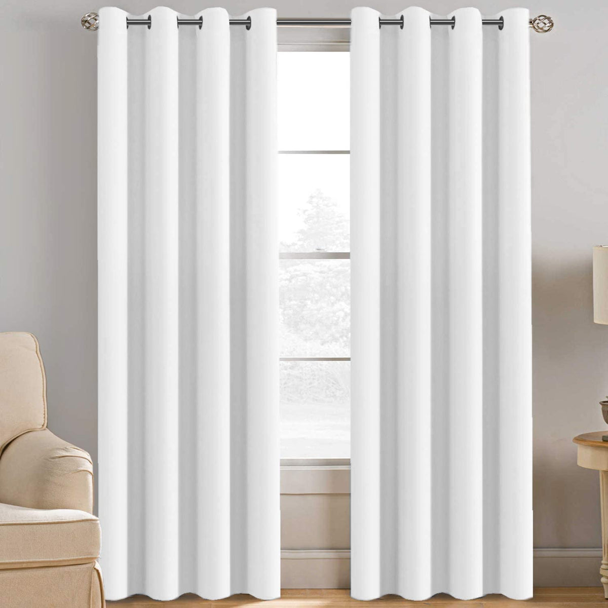 H.VERSAILTEX 100% Blackout Curtains for Bedroom Black Out Curtains 96 inch Thermal Insulated Long Blackout Curtains for Living Room, Energy Saving Curtains for Patio Door Grommet (1 Panel, Jet Black)