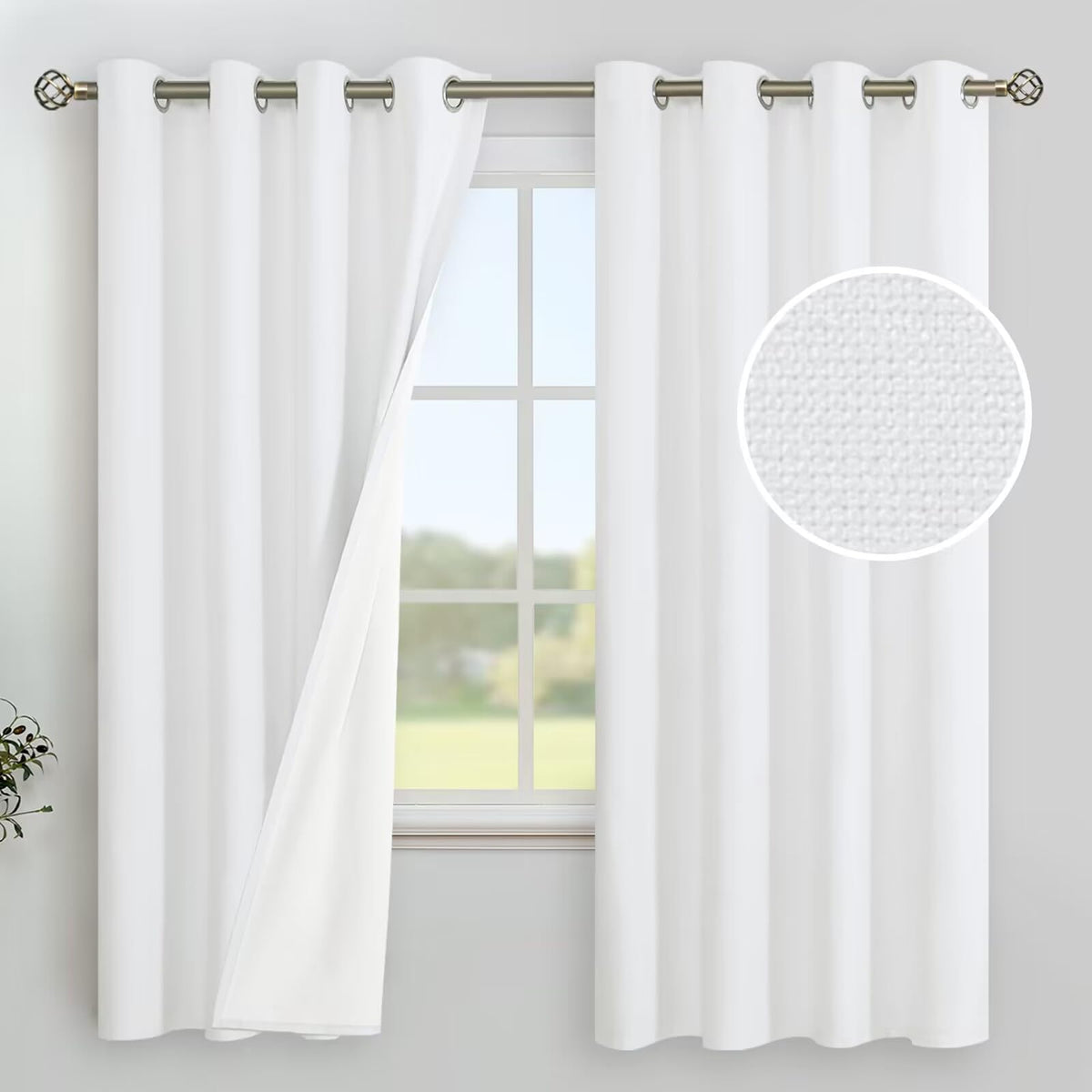 YoungsTex Black Blackout Curtains for Bedroom, Thermal Drapes Heat Blocking