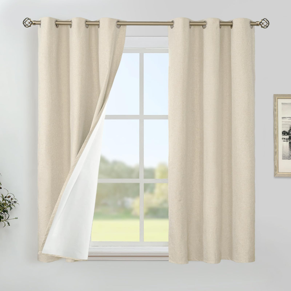 YoungsTex Black Blackout Curtains for Bedroom, Thermal Drapes Heat Blocking