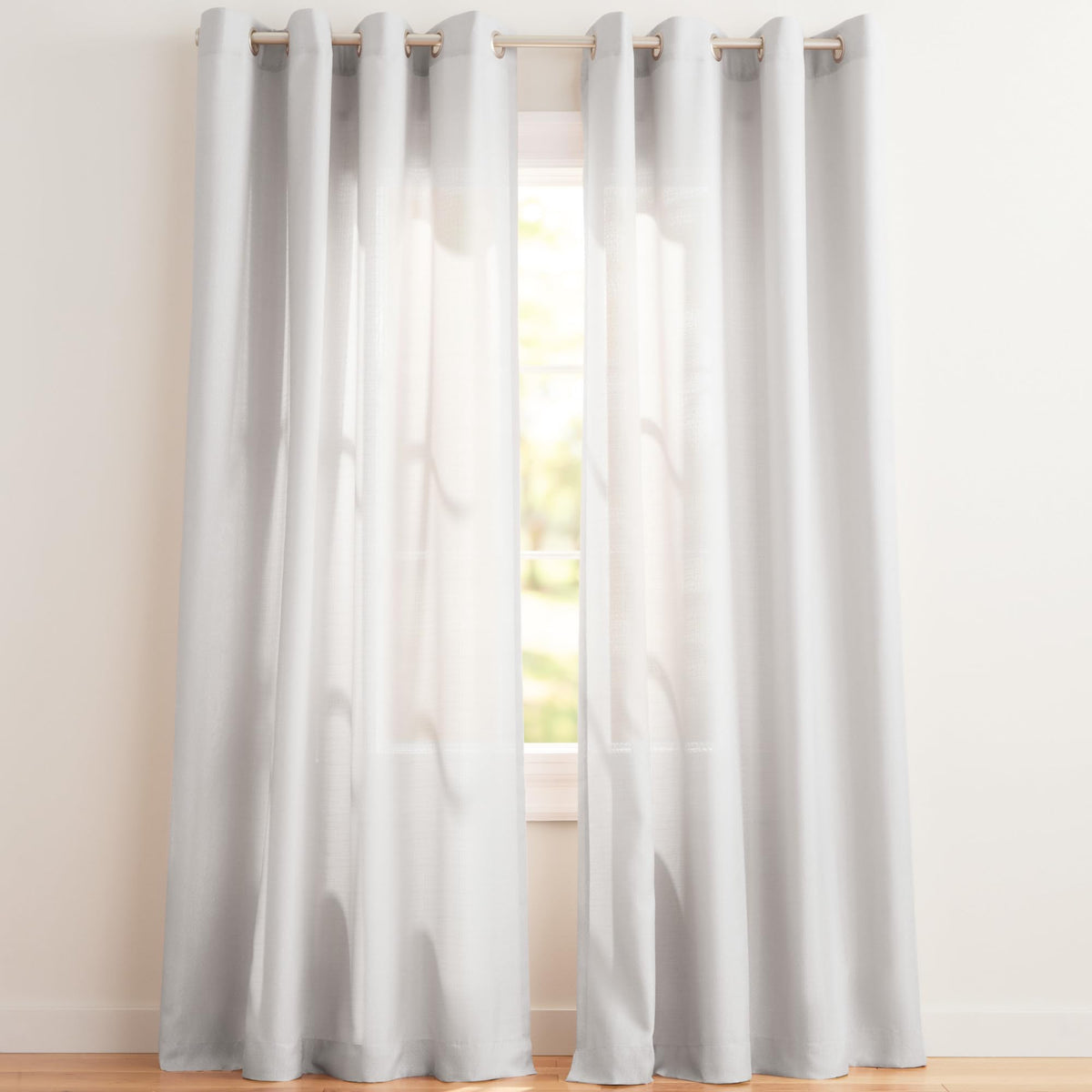 Exclusive Home Loha Linen Grommet Top Curtain Panel Pair, 84"x54", Winter White