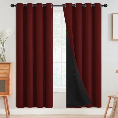 SimpleHome Cream 100% Blackout Curtains Room Darkening Living Room 84 Inch