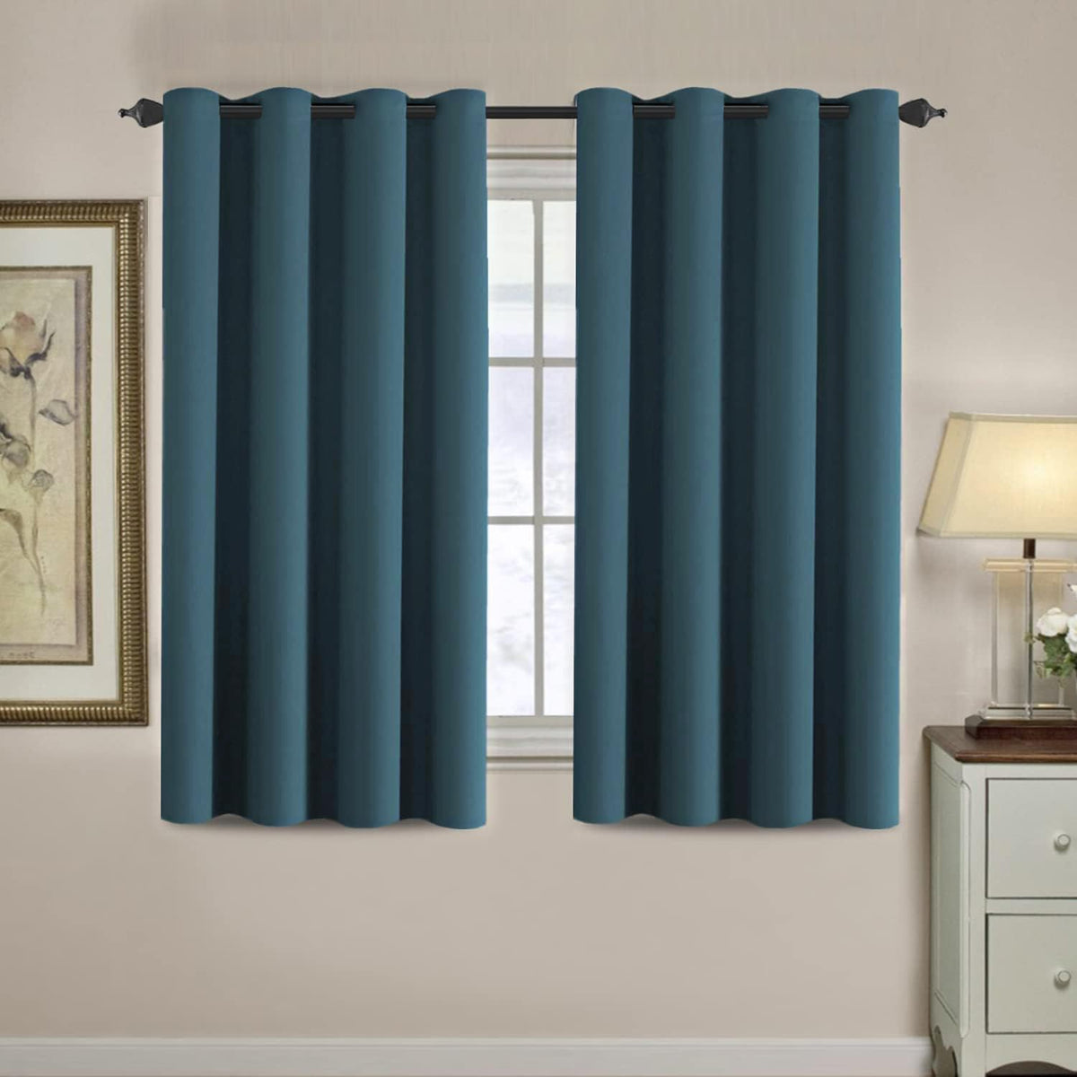 H.VERSAILTEX 100% Blackout Curtains for Bedroom Black Out Curtains 96 inch Thermal Insulated Long Blackout Curtains for Living Room, Energy Saving Curtains for Patio Door Grommet (1 Panel, Jet Black)