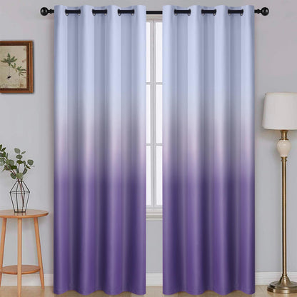 SimpleHome Ombre Black to Grey White Curtains for Living Room 52Wx84L