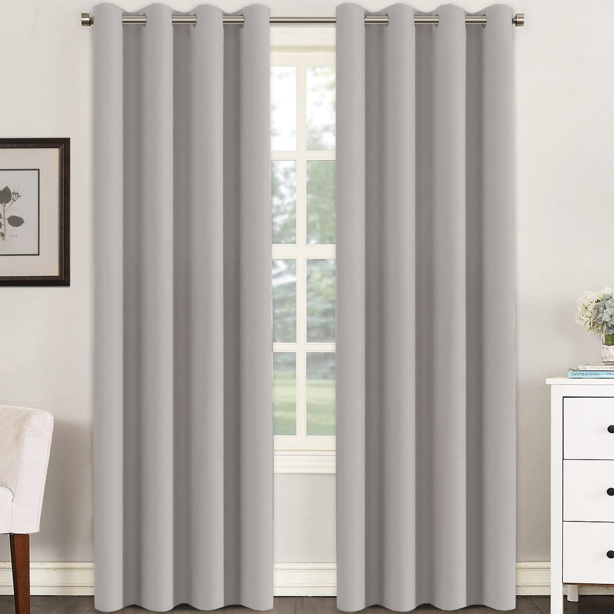 H.VERSAILTEX Blackout Curtains for Bedroom Thermal Insulated Room Darkening Living Room Curtains 63 Inch Long Grommet Privacy Protection Window Curtain Panels/Drapes for Nursery,2 Panels,Ivory/Cream