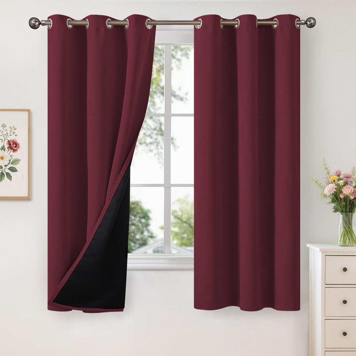 YoungsTex Black Blackout Curtains for Bedroom, Thermal Drapes Heat Blocking