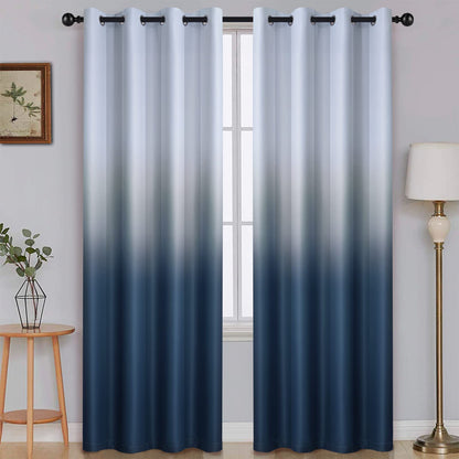 SimpleHome Ombre Black to Grey White Curtains for Living Room 52Wx84L