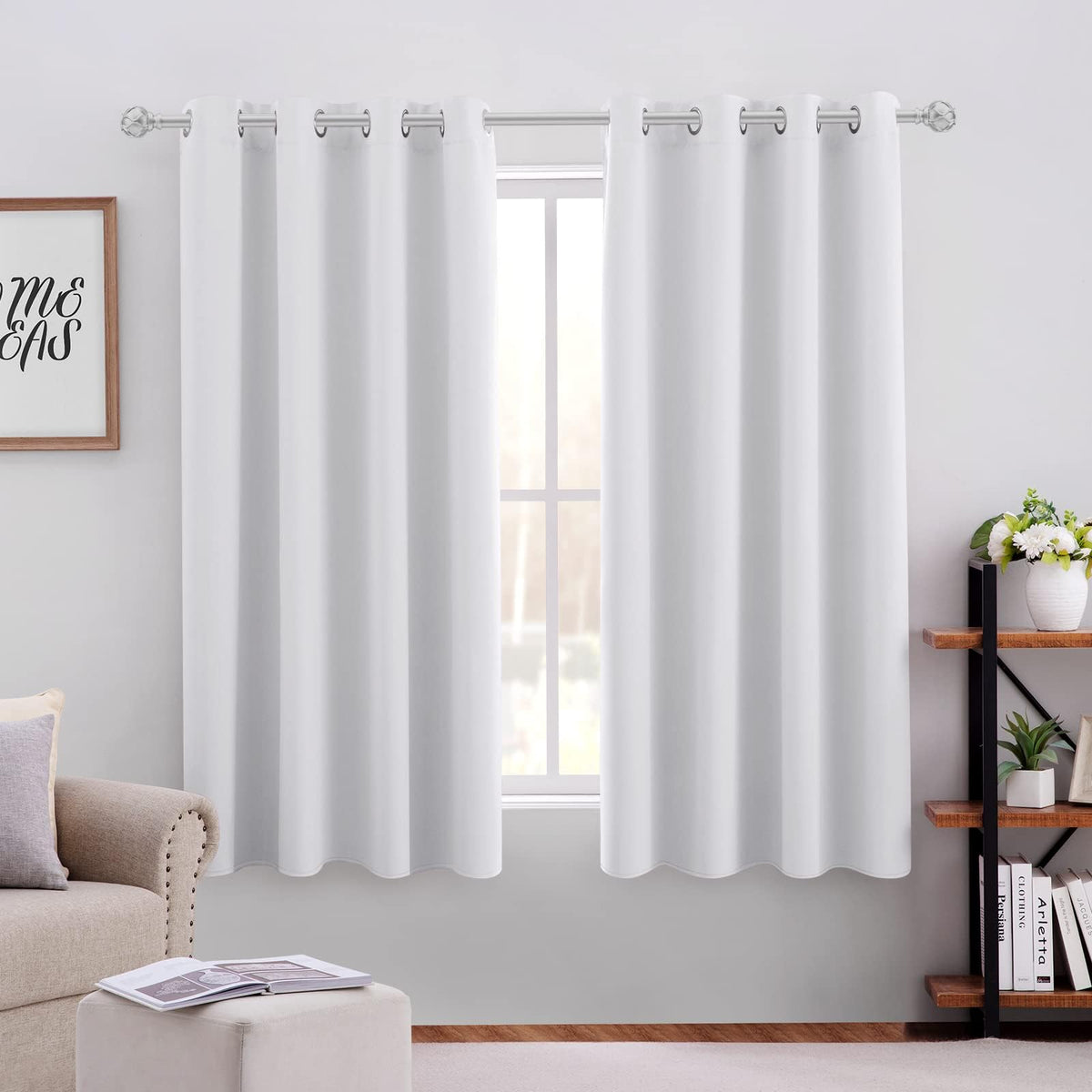 HOMEIDEAS Blackout Curtains for Bedroom 52 X 84 Inch Long 2 Panels Set Light Grey/Gray Room Darkening Curtains/Drapes, Soundproof Thermal Grommet Window Curtains for Living Room
