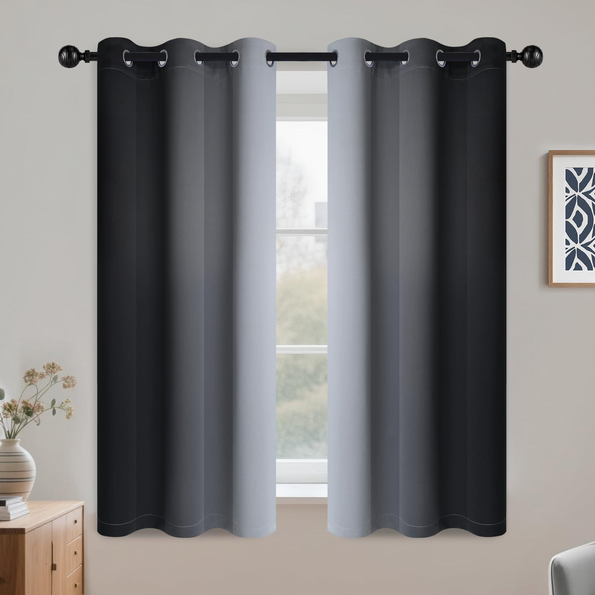 COSVIYA Grommet Room Darkening Ombre Purple Curtains W52xL63 inch