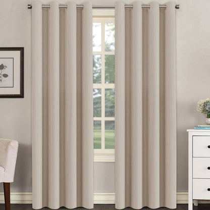 H.VERSAILTEX 100% Blackout Curtains for Bedroom Black Out Curtains 96 inch Thermal Insulated Long Blackout Curtains for Living Room, Energy Saving Curtains for Patio Door Grommet (1 Panel, Jet Black)