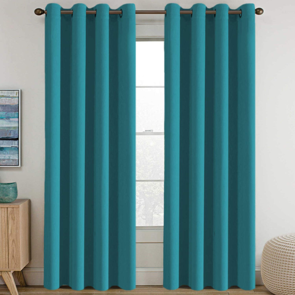 H.VERSAILTEX 100% Blackout Curtains for Bedroom Black Out Curtains 96 inch Thermal Insulated Long Blackout Curtains for Living Room, Energy Saving Curtains for Patio Door Grommet (1 Panel, Jet Black)