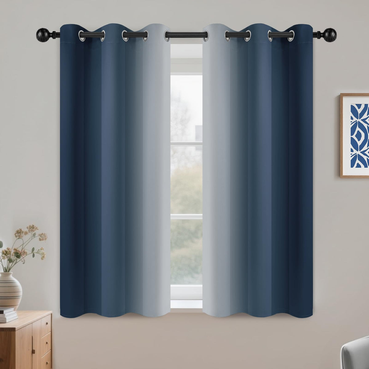 COSVIYA Grommet Room Darkening Ombre Purple Curtains W52xL63 inch