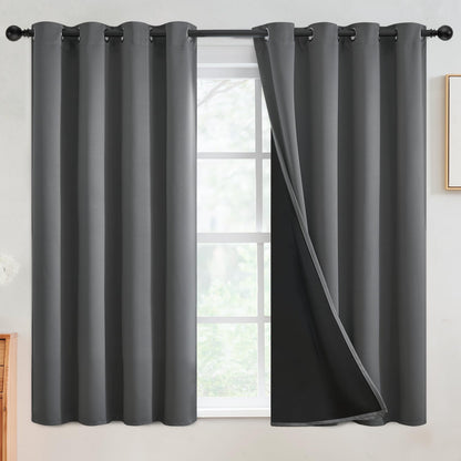 SimpleHome Cream 100% Blackout Curtains Room Darkening Living Room 84 Inch