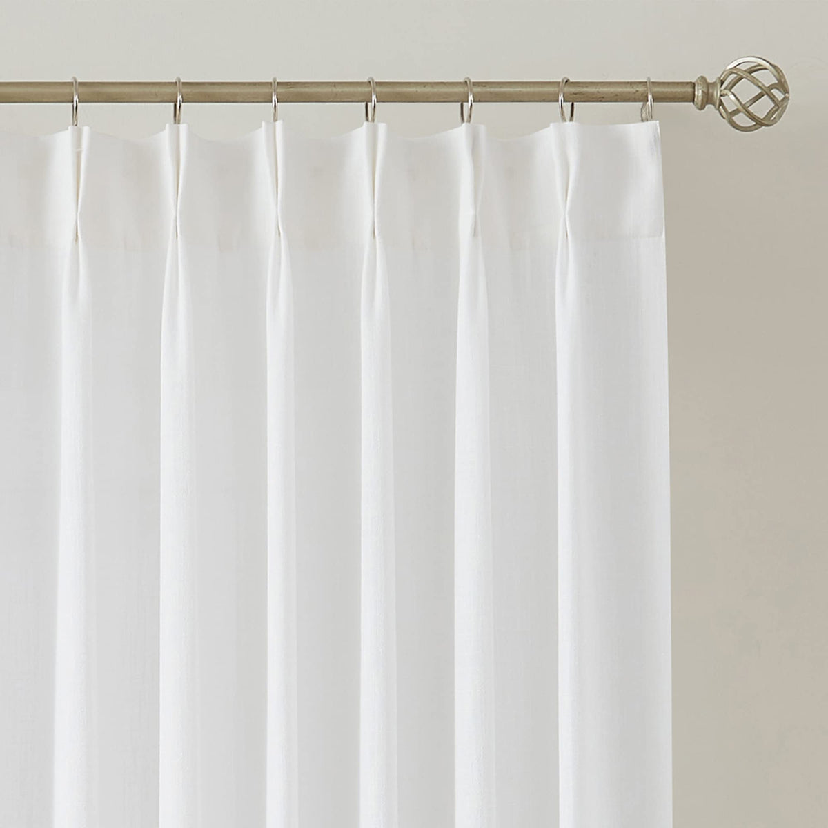 Vision Home Natural Linen Pinch Pleated Semi Sheer Curtains 42Wx90Lx2