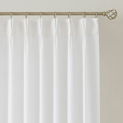 Vision Home Natural Linen Pinch Pleated Semi Sheer Curtains 42Wx90Lx2