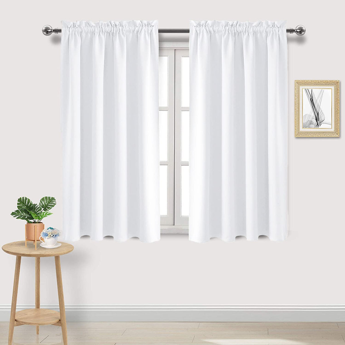 DWCN Blackout Curtains for Bedroom Living Room 42 x 63 Inch Long Black