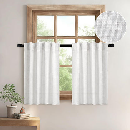MIULEE Natural White Linen Curtains 52x84 Inch Long for Bedroom Living Room
