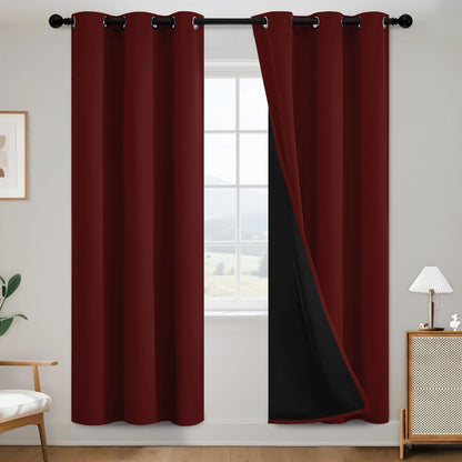 SimpleHome Cream 100% Blackout Curtains Room Darkening Living Room 84 Inch